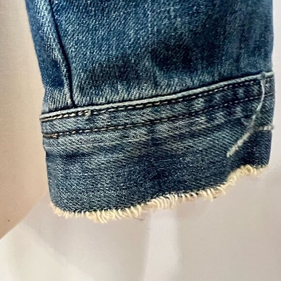 NWOT True Craft Distressed Cropped Blue Jean Jacket - 0X - Picture 7 of 14